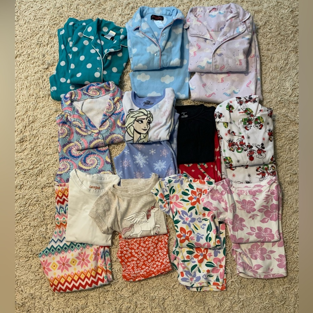 12 girls Size Small pajamas sets